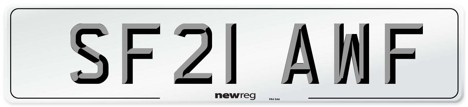SF21 AWF Number Plate from New Reg